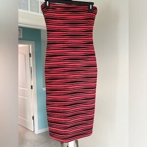 Bebe Strapless Midi Bodycon Dress